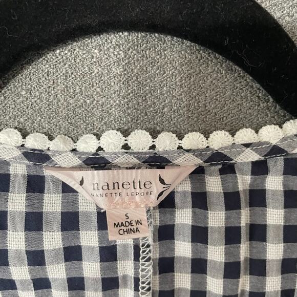 Nanette Lepore Women’s S Gingham Peplum Top Y2K Summer Classic - Picture 3 of 9